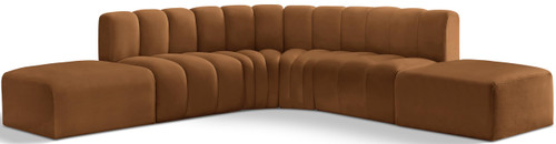 Modular Sofa with Soft Saddle Velvet, Deep Channel Tufting, Modular Design, 146 W x 76 D x 30 H, Saddle