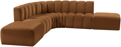 Modular Sofa with Soft Saddle Velvet, Deep Channel Tufting, Modular Design, 146 W x 76 D x 30 H, Saddle