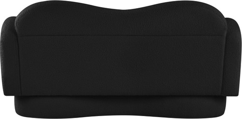 Loveseat with Soft Black Faux Shearling Teddy Fabric, Curvy Back & Base, 58" W x 34" D x 30" H, Black