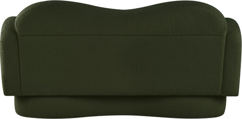 Loveseat with Soft Green Faux Shearling Teddy Fabric, Curvy Back & Base, 58" W x 34" D x 30" H, Green