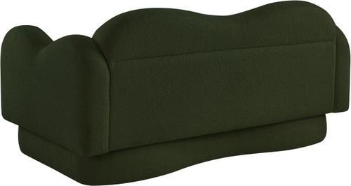Loveseat with Soft Green Faux Shearling Teddy Fabric, Curvy Back & Base, 58" W x 34" D x 30" H, Green
