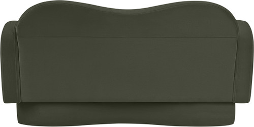 Loveseat with Ultra Luxe Green Velvet, Curvy Back & Base, Solid Wood Frame, 58" W x 34" D x 30" H, Green