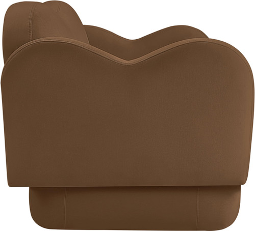 Loveseat with Ultra Luxe Saddle Velvet, Curvy Back & Base, Solid Wood Frame, 58" W x 34" D x 30" H, Saddle