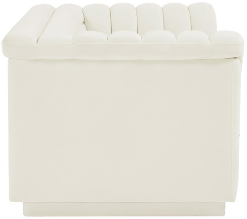 Velvet Upholstered Loveseat with Soft Cream Velvet Fabric, Deep Channel Tufting, Curved Arms, 72" W x 34" D x 28" H, Cream