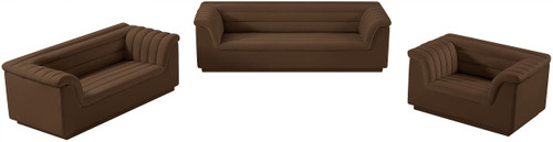 Velvet Upholstered Loveseat with Soft Brown Velvet Fabric, Deep Channel Tufting, Curved Arms, 72" W x 34" D x 28" H, Brown