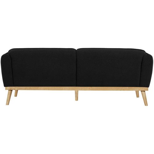 Mid-Century Modern Boucle Fabric Upholstered Sofa with Rich Black Boucle Fabric, Natural Finish Solid Wood Base, 82" W x 32.5" D x 32" H, Black