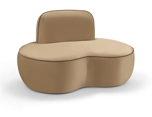 Beige-C Swerve Collection Modern | Contemporary Chair with Ultra Luxe 460 GSM Upholstery Piping, Solid Wood Inner Frame, 49.5" W x 32" D x 30" H, Beige