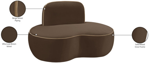 Brown-C Swerve Collection Modern | Contemporary Chair with Ultra Luxe 460 GSM Upholstery Piping, Solid Wood Inner Frame, 49.5" W x 32" D x 30" H, Brown