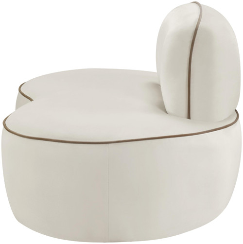 Cream-C Swerve Collection Modern | Contemporary Chair with Ultra Luxe 460 GSM Upholstery Piping, Solid Wood Inner Frame, 49.5" W x 32" D x 30" H, Cream