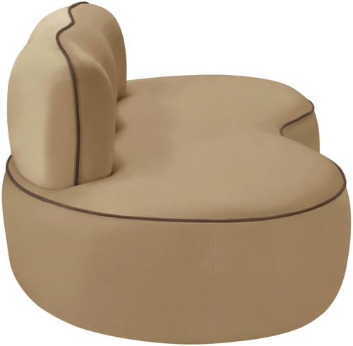 Beige-L Swerve Collection Modern | Contemporary Loveseat with Ultra Luxe 460 GSM Upholstery Piping, Solid Wood Inner Frame, 77" W x 37" D x 30" H, Beige