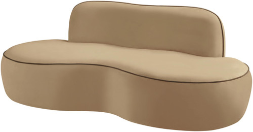 Beige-L Swerve Collection Modern | Contemporary Loveseat with Ultra Luxe 460 GSM Upholstery Piping, Solid Wood Inner Frame, 77" W x 37" D x 30" H, Beige