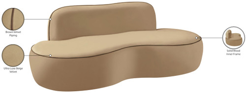 Beige-L Swerve Collection Modern | Contemporary Loveseat with Ultra Luxe 460 GSM Upholstery Piping, Solid Wood Inner Frame, 77" W x 37" D x 30" H, Beige