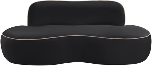 Black-L Swerve Collection Modern | Contemporary Loveseat with Ultra Luxe 460 GSM Upholstery Piping, Solid Wood Inner Frame, 77" W x 37" D x 30" H, Black