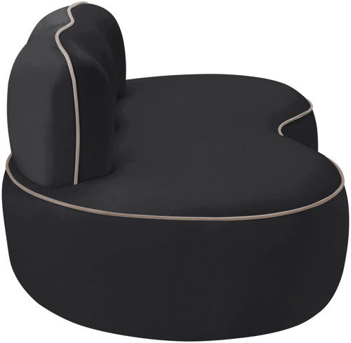 Black-L Swerve Collection Modern | Contemporary Loveseat with Ultra Luxe 460 GSM Upholstery Piping, Solid Wood Inner Frame, 77" W x 37" D x 30" H, Black