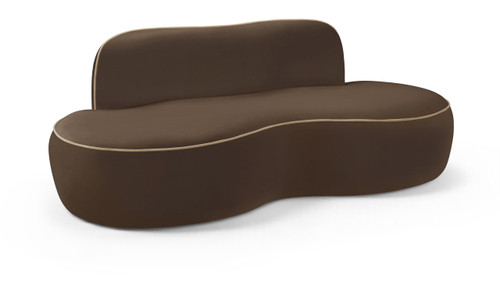 Brown-L Swerve Collection Modern | Contemporary Loveseat with Ultra Luxe 460 GSM Upholstery Piping, Solid Wood Inner Frame, 77" W x 37" D x 30" H, Brown