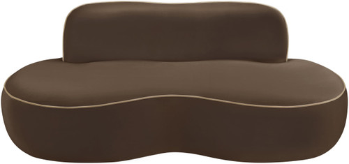 Brown-L Swerve Collection Modern | Contemporary Loveseat with Ultra Luxe 460 GSM Upholstery Piping, Solid Wood Inner Frame, 77" W x 37" D x 30" H, Brown