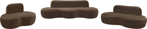 Brown-L Swerve Collection Modern | Contemporary Loveseat with Ultra Luxe 460 GSM Upholstery Piping, Solid Wood Inner Frame, 77" W x 37" D x 30" H, Brown