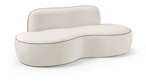 Cream-L Swerve Collection Modern | Contemporary Loveseat with Ultra Luxe 460 GSM Upholstery Piping, Solid Wood Inner Frame, 77" W x 37" D x 30" H, Cream