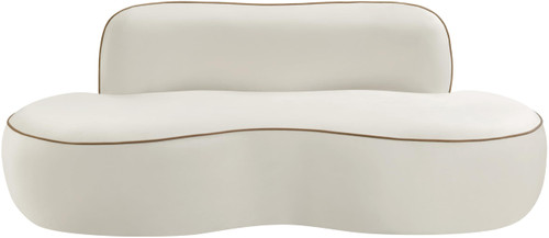 Cream-L Swerve Collection Modern | Contemporary Loveseat with Ultra Luxe 460 GSM Upholstery Piping, Solid Wood Inner Frame, 77" W x 37" D x 30" H, Cream
