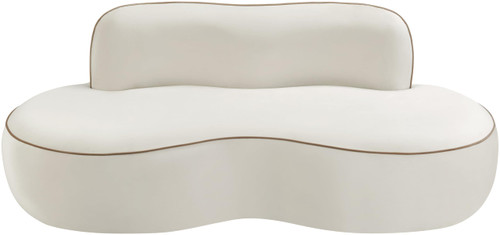 Cream-L Swerve Collection Modern | Contemporary Loveseat with Ultra Luxe 460 GSM Upholstery Piping, Solid Wood Inner Frame, 77" W x 37" D x 30" H, Cream