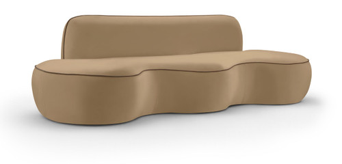 Beige-S Swerve Collection Modern | Contemporary Sofa with Ultra Luxe 460 GSM Upholstery Piping, Solid Wood Inner Frame, 100" W x 38.5" D x 30" H, Beige