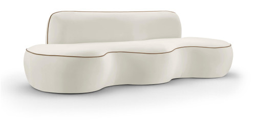 Cream-S Swerve Collection Modern | Contemporary Sofa with Ultra Luxe 460 GSM Upholstery Piping, Solid Wood Inner Frame, 100" W x 38.5" D x 30" H, Cream