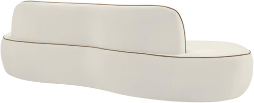 Cream-S Swerve Collection Modern | Contemporary Sofa with Ultra Luxe 460 GSM Upholstery Piping, Solid Wood Inner Frame, 100" W x 38.5" D x 30" H, Cream