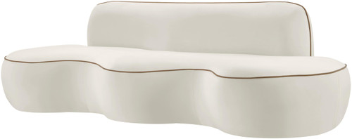Cream-S Swerve Collection Modern | Contemporary Sofa with Ultra Luxe 460 GSM Upholstery Piping, Solid Wood Inner Frame, 100" W x 38.5" D x 30" H, Cream