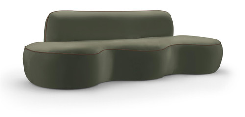 Green-S Swerve Collection Modern | Contemporary Sofa with Ultra Luxe 460 GSM Upholstery Piping, Solid Wood Inner Frame, 100" W x 38.5" D x 30" H, Green