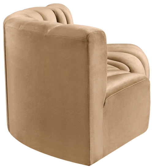 Camel-S3D Arc Collection Modern | Contemporary Modular Sofa with Soft Camel Velvet, Deep Channel Tufting, Modular Design, 70" W x 37" D x 30" H, Camel
