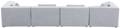 Grey-S144B Cube Collection Modern | Contemporary Linen Textured Fabric Upholstered Modular Sofa, Grey, 144" W x 36" D x 26" H