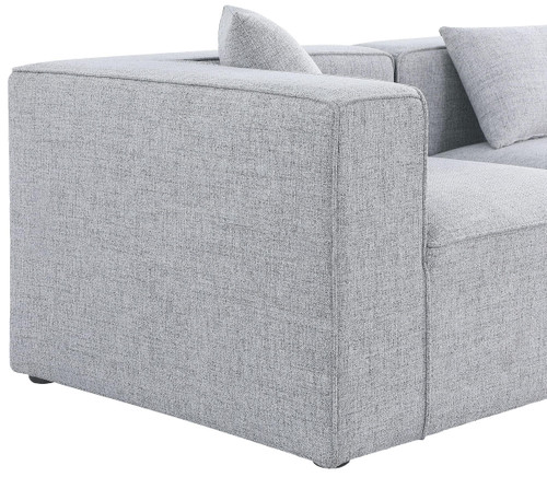 Grey-S144B Cube Collection Modern | Contemporary Linen Textured Fabric Upholstered Modular Sofa, Grey, 144" W x 36" D x 26" H