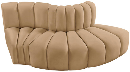 Camel-S3E Arc Collection Modern | Contemporary Modular Sofa with Soft Camel Velvet, Deep Channel Tufting, Modular Design, 77" W x 37" D x 30" H, Camel