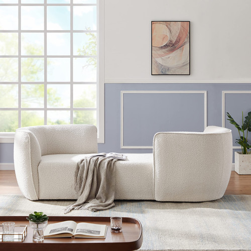 Cream Hilton Collection Modern | Contemporary Boucle Fabric Upholstered Sofa Chaise, Cream, 90" W x 37" D x 29" H
