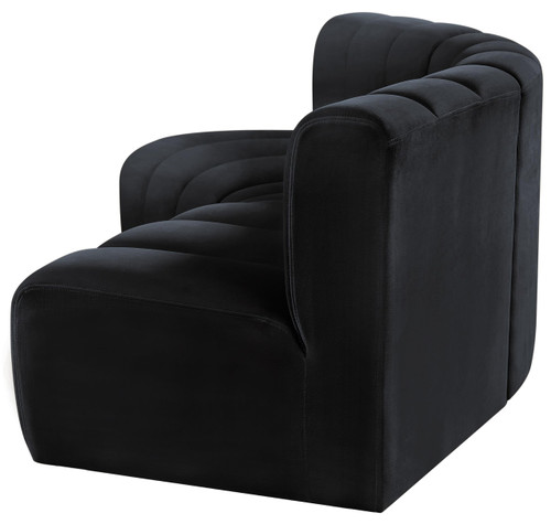 Black-S3B Arc Collection Modern | Contemporary Modular Sofa with Soft Black Velvet, Deep Channel Tufting, Modular Design, 86 W x 41 D x 30 H, Black