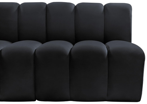 Black-S3B Arc Collection Modern | Contemporary Modular Sofa with Soft Black Velvet, Deep Channel Tufting, Modular Design, 86 W x 41 D x 30 H, Black