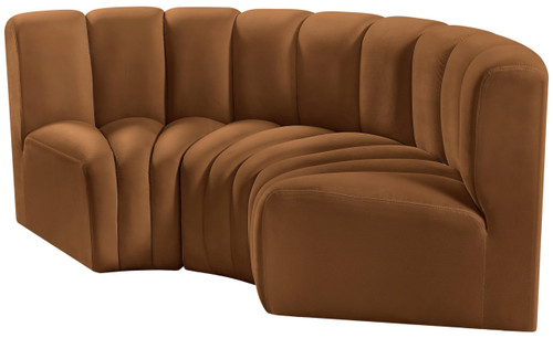 Saddle-S3C Arc Collection Modern | Contemporary Modular Sofa with Soft Saddle Velvet, Deep Channel Tufting, Modular Design, 80 W x 37 D x 30 H, Saddle