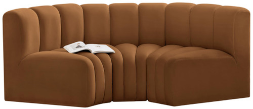 Saddle-S3C Arc Collection Modern | Contemporary Modular Sofa with Soft Saddle Velvet, Deep Channel Tufting, Modular Design, 80 W x 37 D x 30 H, Saddle