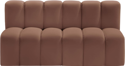 Cognac-S2A Arc Collection Modern | Contemporary Modular Sofa with Soft Cognac Vegan Leather, Deep Channel Tufting, Modular Design, 60" W x 31" D x 30" H, Cognac