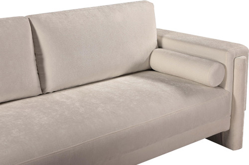 Beige-S Madeline Collection Modern | Contemporary Sofa with Rich Beige Chenille Fabric, Bolster Pillows Included, 89" W x 34" D x 34" H, Beige