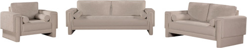Beige-S Madeline Collection Modern | Contemporary Sofa with Rich Beige Chenille Fabric, Bolster Pillows Included, 89" W x 34" D x 34" H, Beige