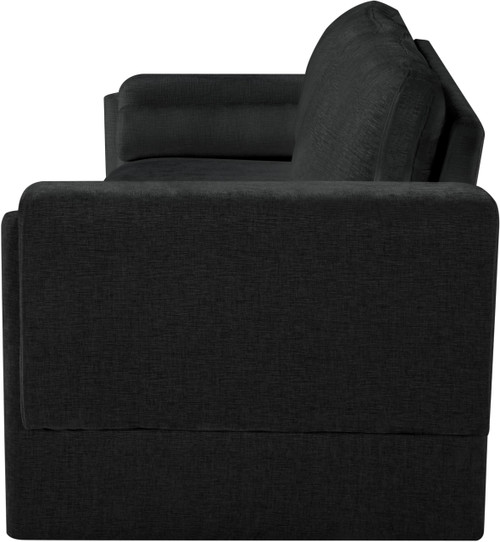 Black-S Madeline Collection Modern | Contemporary Sofa with Rich Black Chenille Fabric, Bolster Pillows Included, 89" W x 34" D x 34" H, Black