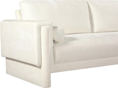 Cream-S Madeline Collection Modern | Contemporary Sofa with Rich Cream Chenille Fabric, Bolster Pillows Included, 89" W x 34" D x 34" H, Cream