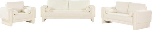 Cream-S Madeline Collection Modern | Contemporary Sofa with Rich Cream Chenille Fabric, Bolster Pillows Included, 89" W x 34" D x 34" H, Cream