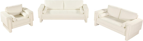Cream-S Madeline Collection Modern | Contemporary Sofa with Rich Cream Chenille Fabric, Bolster Pillows Included, 89" W x 34" D x 34" H, Cream