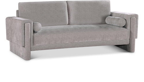 Grey-S Madeline Collection Modern | Contemporary Sofa with Rich Light Grey Chenille Fabric, Bolster Pillows Included, 89" W x 34" D x 34" H, Grey