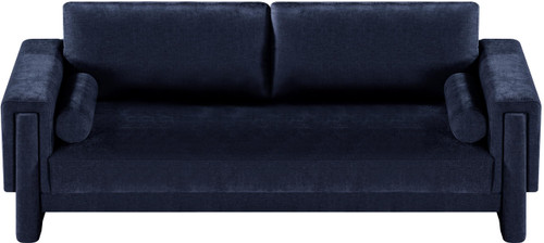 Navy-S Madeline Collection Modern | Contemporary Sofa with Rich Navy Chenille Fabric, Bolster Pillows Included, 89" W x 34" D x 34" H, Navy