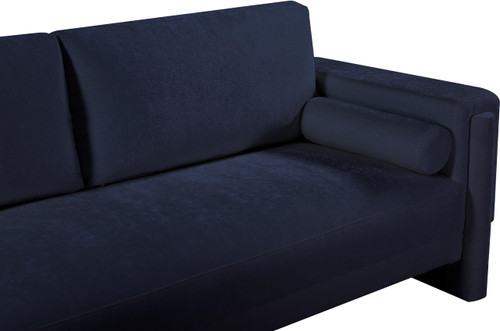Navy-S Madeline Collection Modern | Contemporary Sofa with Rich Navy Chenille Fabric, Bolster Pillows Included, 89" W x 34" D x 34" H, Navy