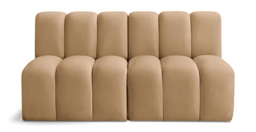Camel-S2A Arc Collection Modern | Contemporary Modular Sofa with Soft Camel Velvet, Deep Channel Tufting, Modular Design, 60" W x 31" D x 30" H, Camel