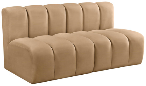 Camel-S2A Arc Collection Modern | Contemporary Modular Sofa with Soft Camel Velvet, Deep Channel Tufting, Modular Design, 60" W x 31" D x 30" H, Camel